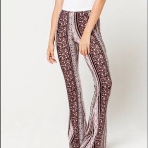 Multi colored flower print flare pants